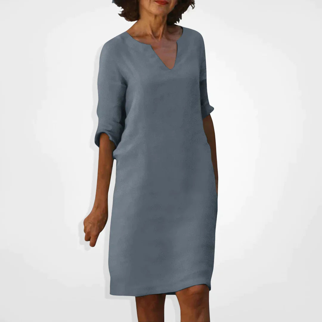 Damklänning MIDI V-ringning Mjuk Material Elegant Silhuett 10