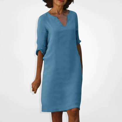 Damklänning MIDI V-ringning Mjuk Material Elegant Silhuett 15