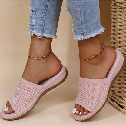 Dam Sandaler Platta Bomull Mångsidig Design 6