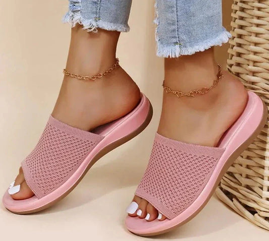 Dam Sandaler Platta Bomull Mångsidig Design 1