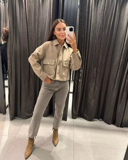 Damjacka Klassisk Stil Högkvalitativt Tyg för Dam-3