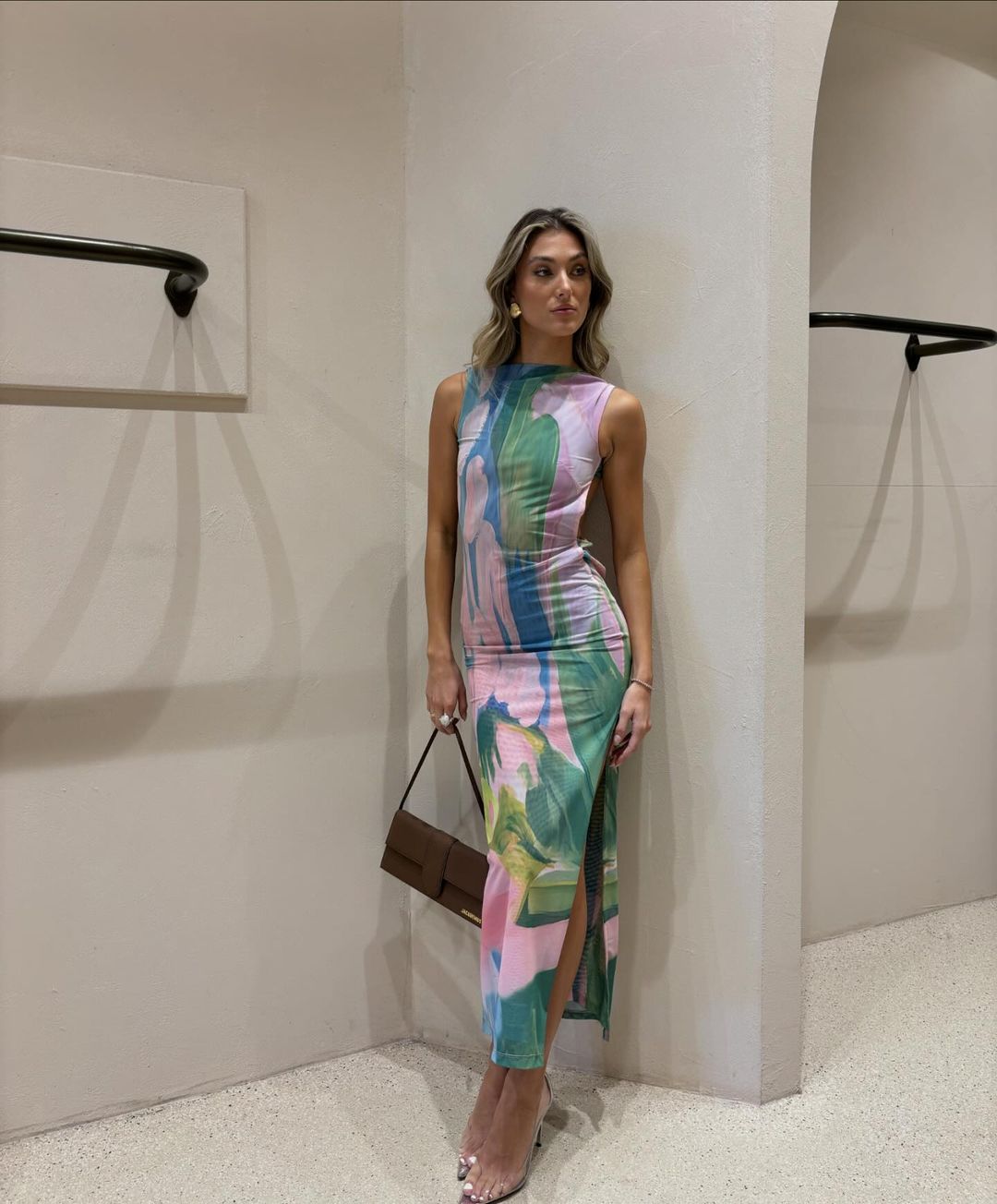 Maxiklänning Dam Flödande Silhuett Lätt Tyg-4