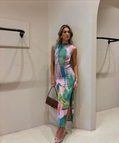 Maxiklänning Dam Flödande Silhuett Lätt Tyg-4