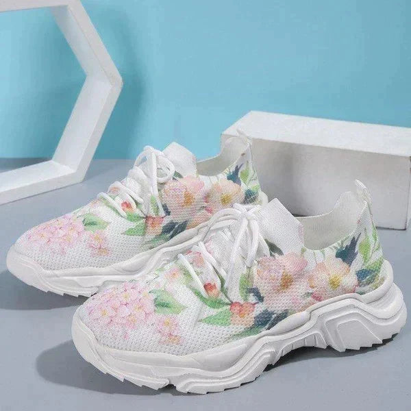 Kvinnors Skor Blommönster Andningsbara Syntetmaterial-3