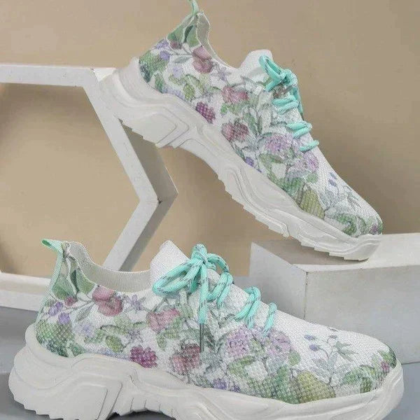 Kvinnors Skor Blommönster Andningsbara Syntetmaterial-4