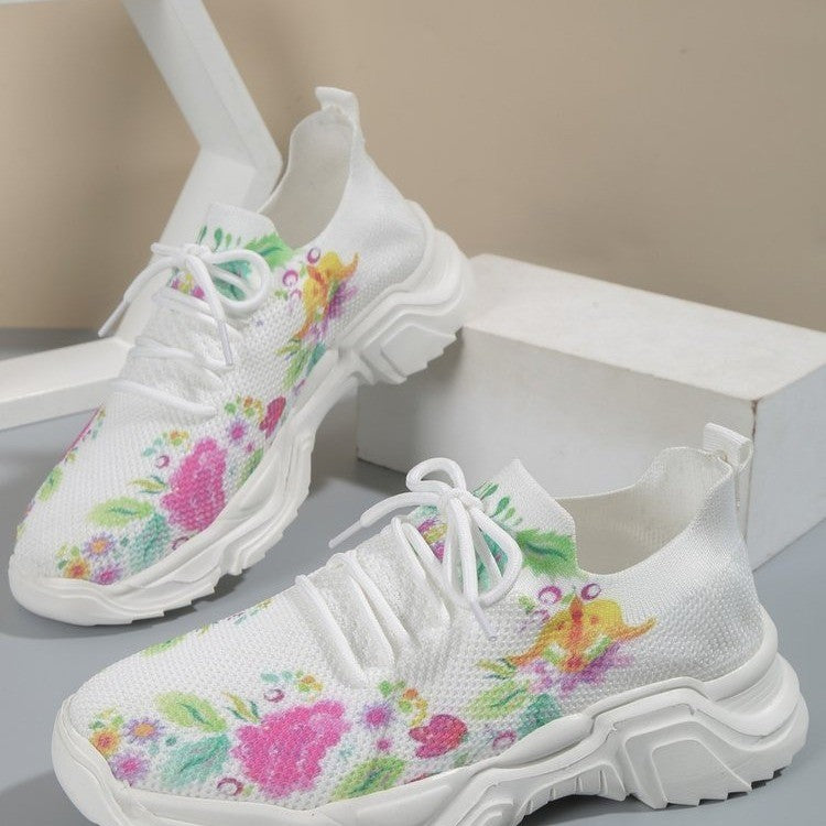 Kvinnors Skor Blommönster Andningsbara Syntetmaterial-5