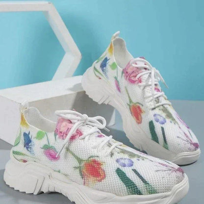 Kvinnors Skor Blommönster Andningsbara Syntetmaterial-1