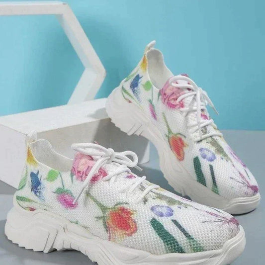 Kvinnors Skor Blommönster Andningsbara Syntetmaterial-1