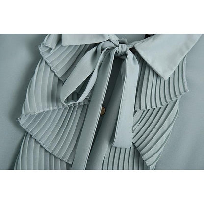 Dam Blus Ballongärmar Ruffle Polyester-2