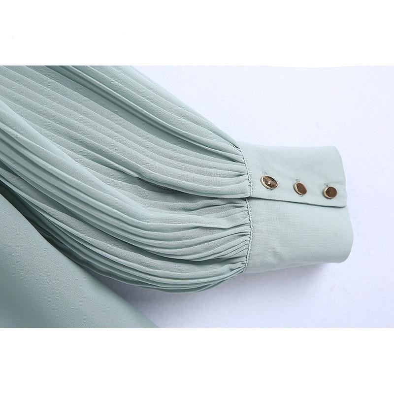 Dam Blus Ballongärmar Ruffle Polyester-3