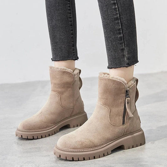 Vinterstövlar Dam Ankelstil Fodrade Syntetiskt Material-1