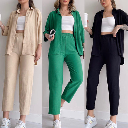 Snygga Byxor Dam Hög Midja Urban Polyester Ankellängd 1