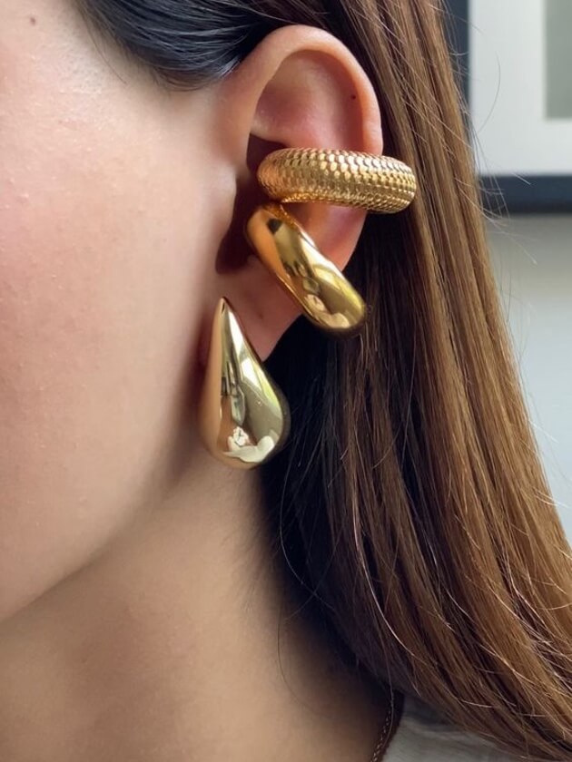 Kvinnors Öronringar Elegant 14k Guldplätering-2