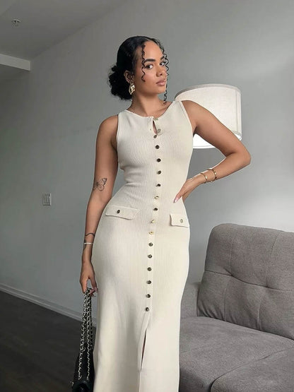 Maxiklänning Dam Flödande Design Högkvalitativt Material-3