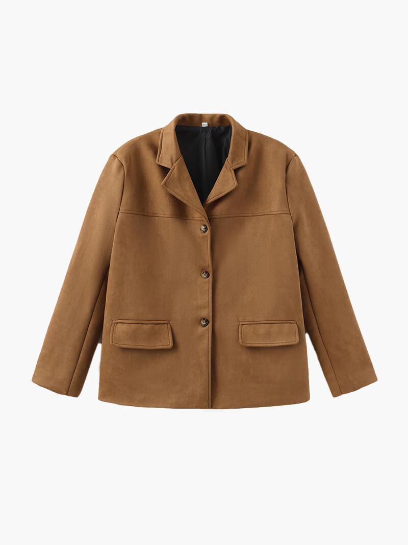 Kvinnor Avslappnad Jacka Vändbar Krage Polyester-3