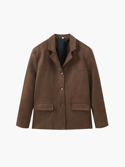 Kvinnor Avslappnad Jacka Vändbar Krage Polyester-2