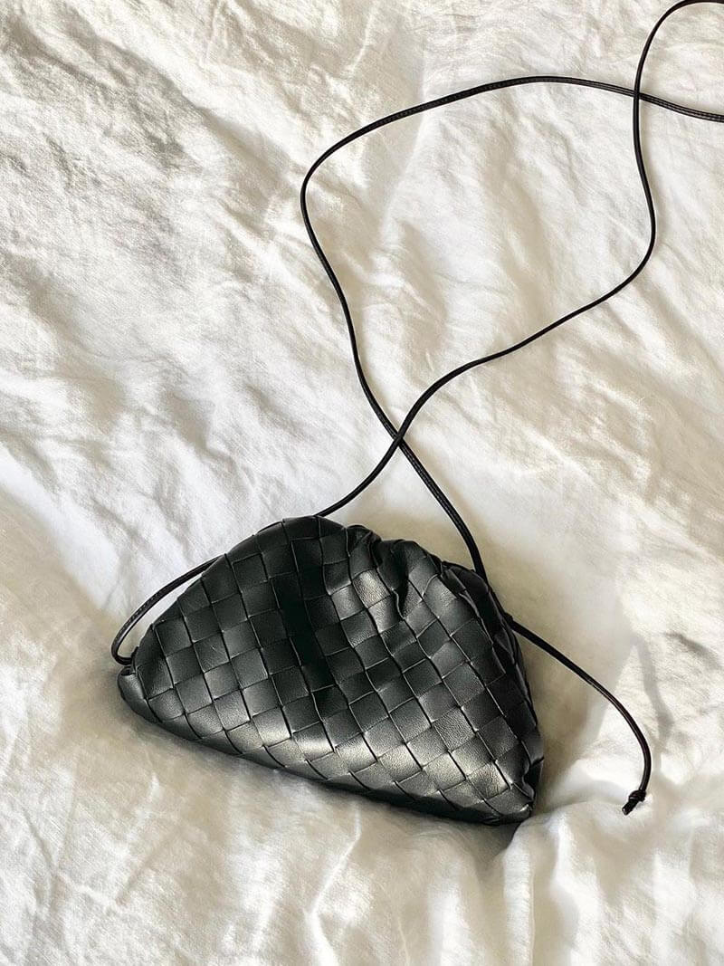 Dam Axelväska Vävd Läder Axelremsväska Skinn för Eleganta Tillfällen-2