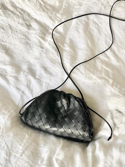 Dam Axelväska Vävd Läder Axelremsväska Skinn för Eleganta Tillfällen-2