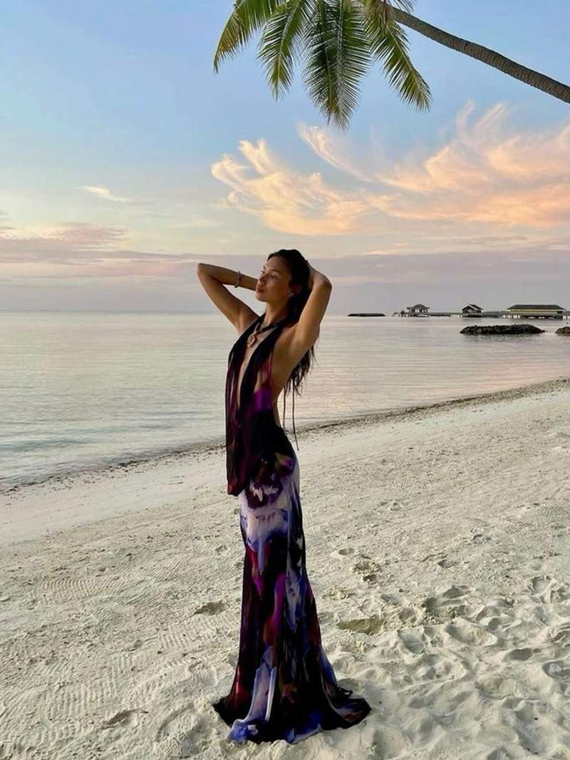 Dam Maxiklänning Blommigt Tryck Tidlös Design Högkvalitativt Material-6