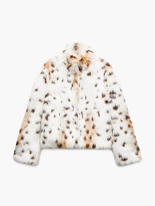 Dam Läderjacka Leopardmönster Fitted Läder-1