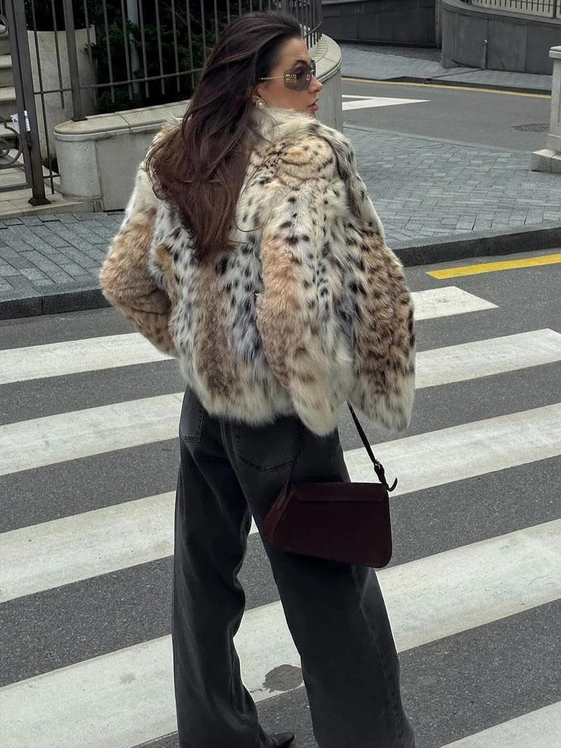 Damjacka Livia Leopardsmönster Högkvalitativ Polyester 2