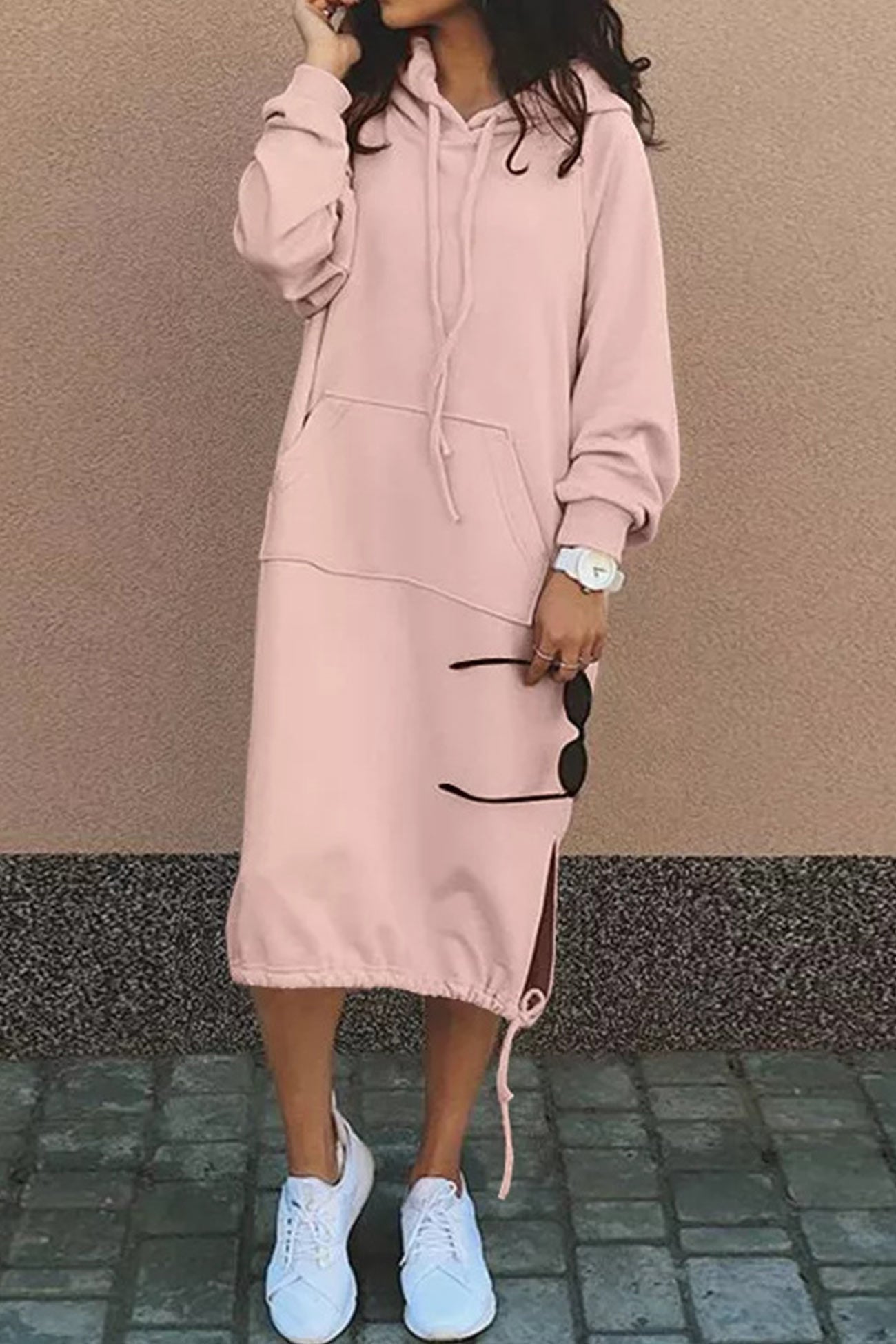 Dam Hoodie Klassisk Bomull Avslappnad-1