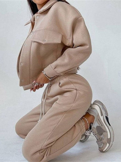 Dam Tvådelad Träningsdräkt Långärmad Jacka Polyester Elastan-5