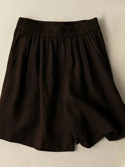 Kvinnors Högmidjade Shorts Lätt Rayon-3