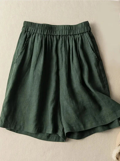 Kvinnors Högmidjade Shorts Lätt Rayon-4