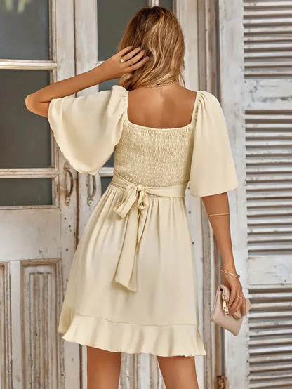 Dam Sommarklänning Fladdrande Ärmar Polyester Elegant-2