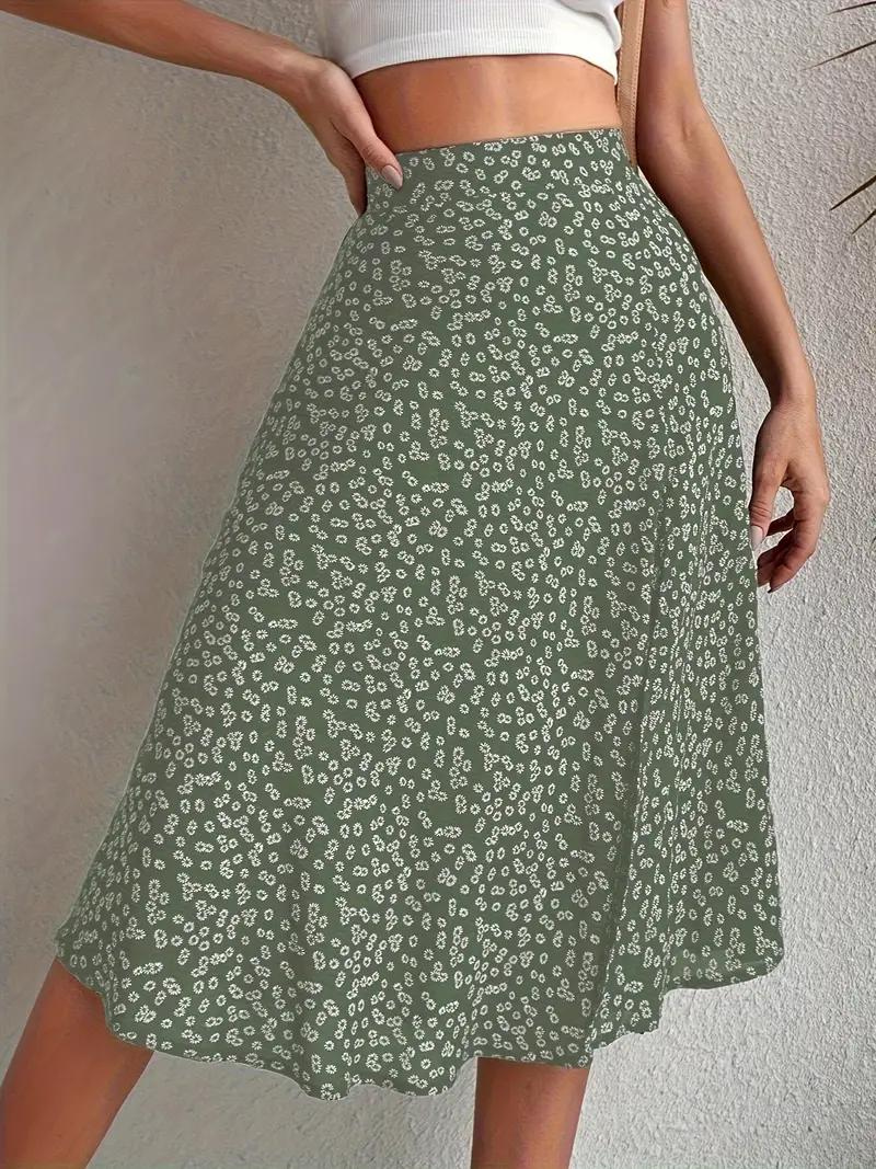 Variant image for Dam Midi Kjol Blommig Hög Midja Polyester-11