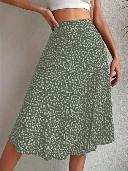 Variant image for Dam Midi Kjol Blommig Hög Midja Polyester-11