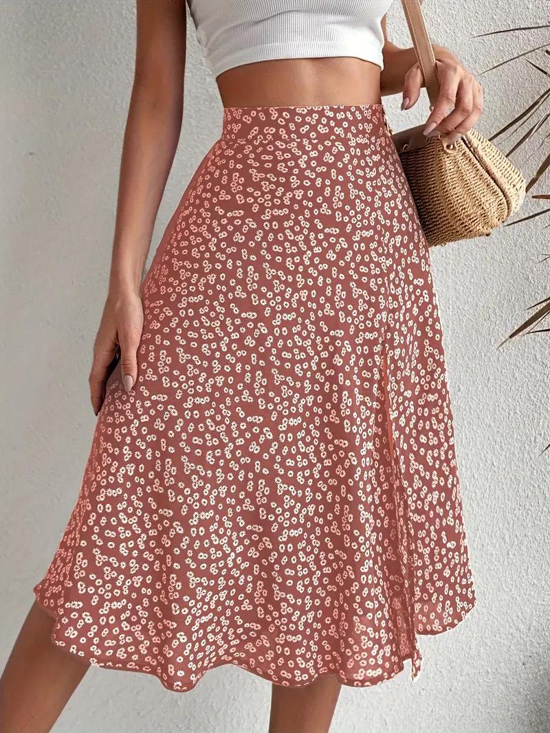 Variant image for Dam Midi Kjol Blommig Hög Midja Polyester-16