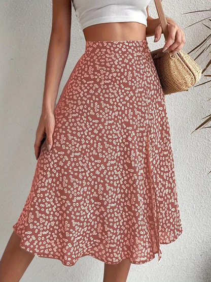Variant image for Dam Midi Kjol Blommig Hög Midja Polyester-16