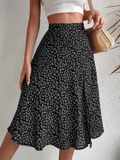 Variant image for Dam Midi Kjol Blommig Hög Midja Polyester-1