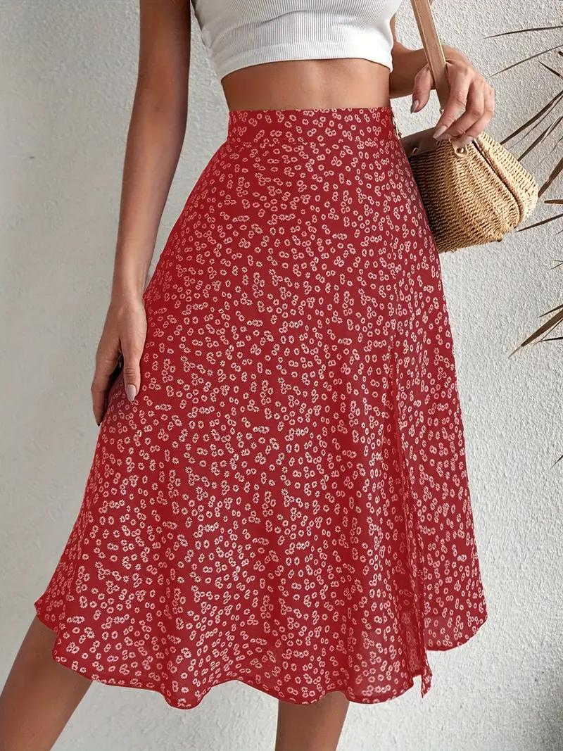 Variant image for Dam Midi Kjol Blommig Hög Midja Polyester-6