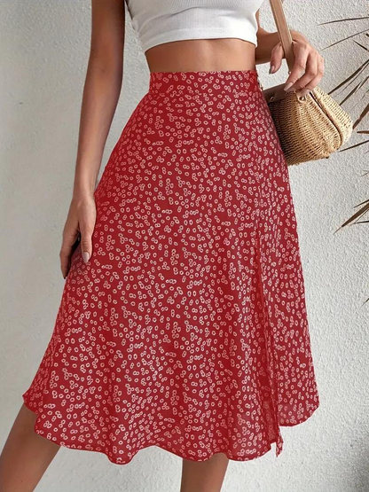 Variant image for Dam Midi Kjol Blommig Hög Midja Polyester-6