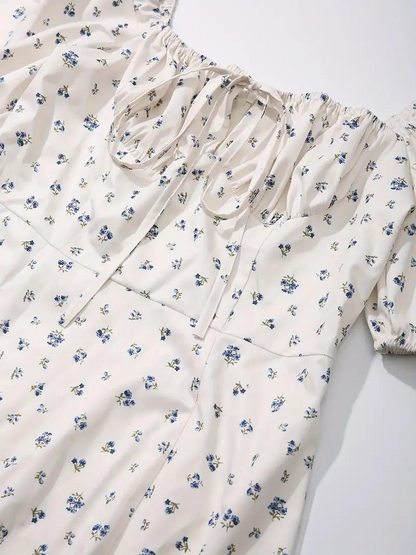 Maxiklänning Dam med Blomtryck och Puffärmar – Elegant Polyester Klänning för Sommarens Fester och Evenemang 6