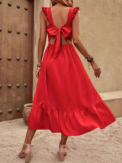 Dam Sommarklänning Lång Ruffle Polyester-2