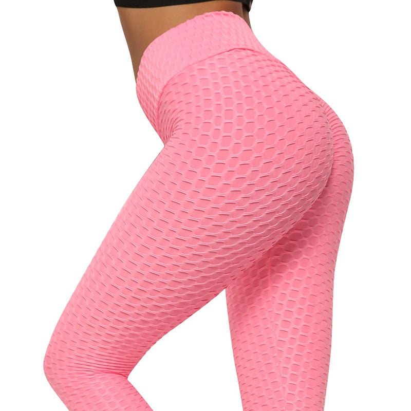 Hög Midja Leggings Dam Bikakestruktur Elastiskt Material För Träning och Vardag-6