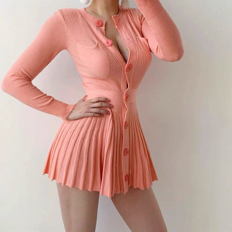 Kvinnors A-linje Miniklänning Långärmad Bomullsblandning 4