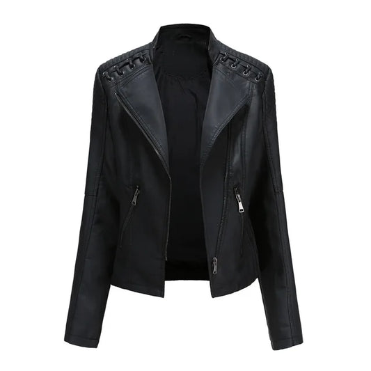 Dam Skinnjacka Slim Fit Syntetiskt Läder-1