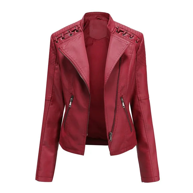 Variant image for Dam Skinnjacka Slim Fit Syntetiskt Läder-53