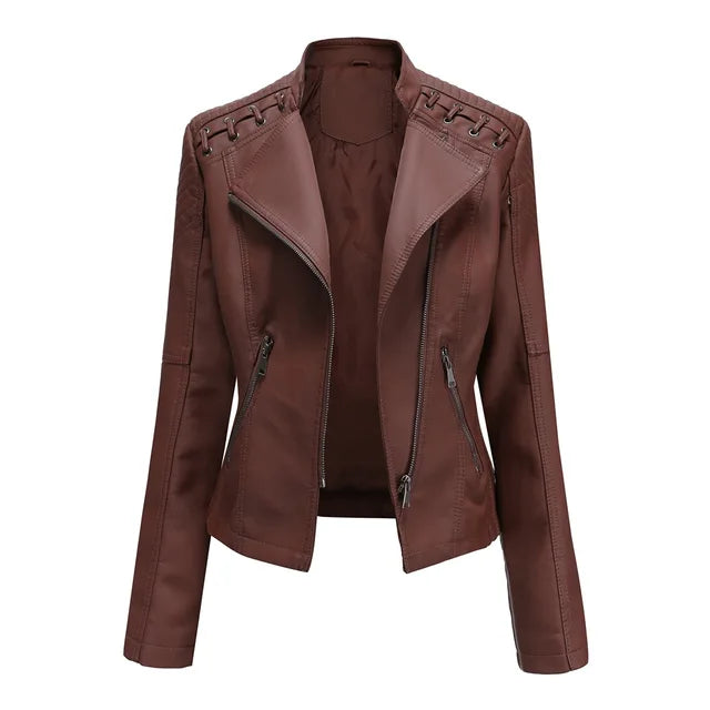 Variant image for Dam Skinnjacka Slim Fit Syntetiskt Läder-8