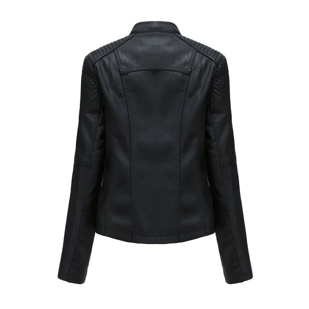 Dam Skinnjacka Slim Fit Syntetiskt Läder-4