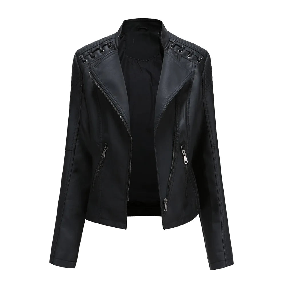 Dam Skinnjacka Slim Fit Syntetiskt Läder-2