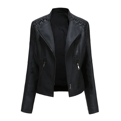 Dam Skinnjacka Slim Fit Syntetiskt Läder-2