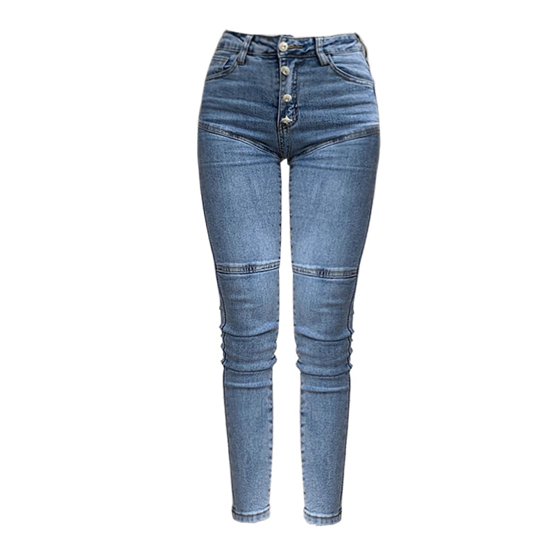 Dam Skinny Jeans Hög Midja Stretchig Denim-3