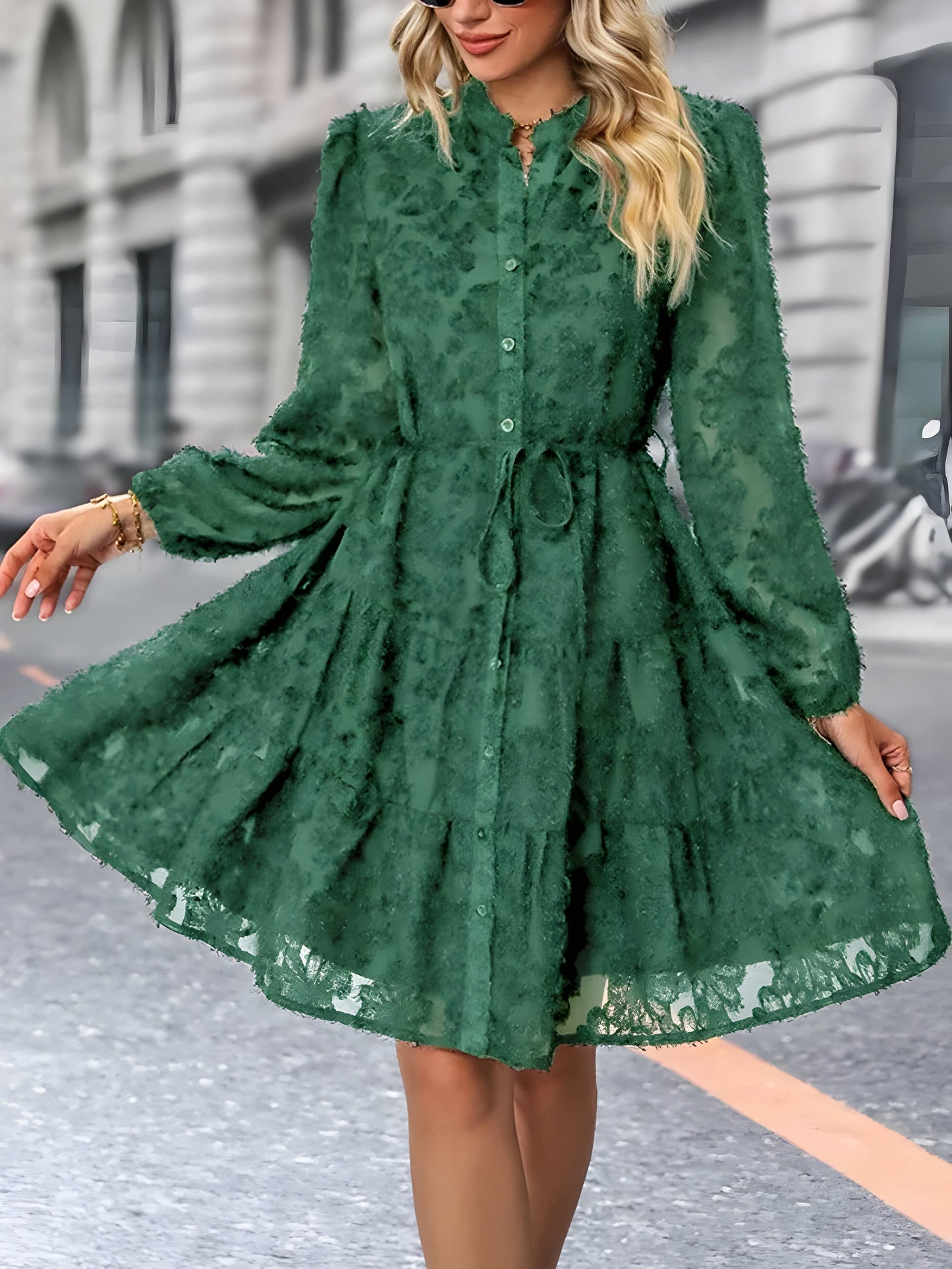 Damklänning Romantisk Stil Luftigt Material Fina Dam Klänningar-3