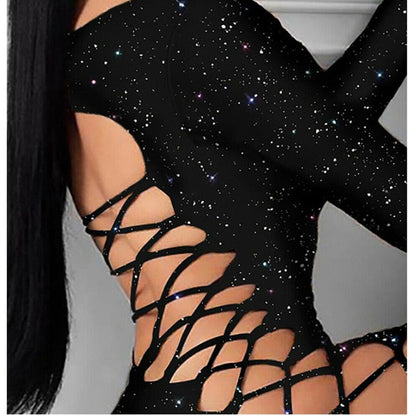 Kvinnors Miniklänning Galaxstil Tätt Passande Bomull-2